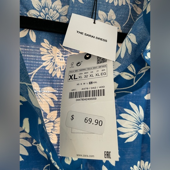 Zara Blue Floral Midi Dress - Picture 6 of 7